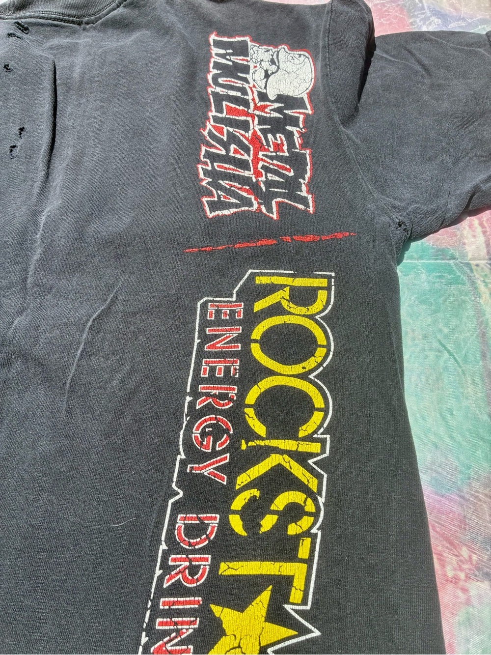 Metal militia Rockstar Energy Skull Logo Tee in Black, White & Yellow - Picture 4 of 6